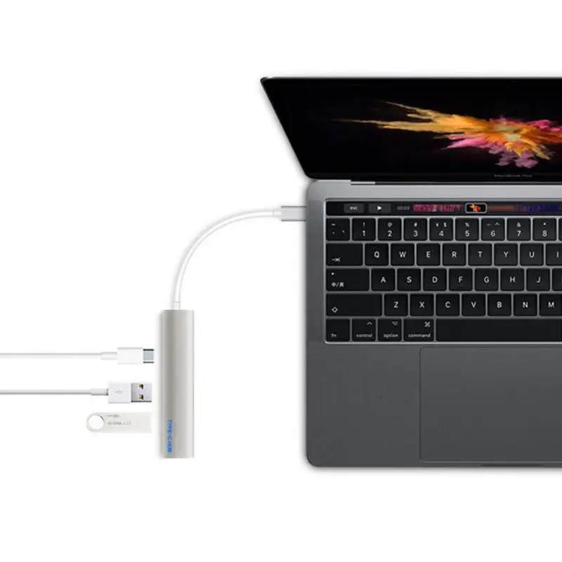 4 в 1 usb-хаб Тип-C USB-C адаптер с 4 USB 3,1 Порты и разъёмы для Macbook Pro T-809A серебро