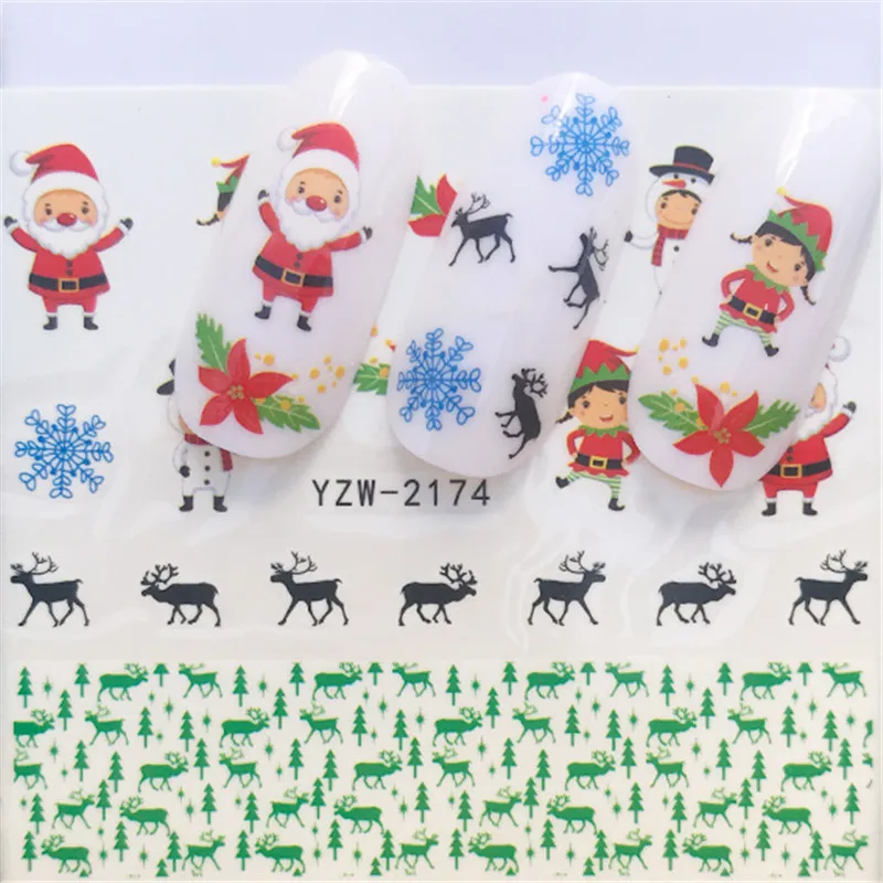 

1 Sheet Christmas Patterns Watermark Sticker Nails Art Water Transfer Decal Tattoos DIY Decor Tip