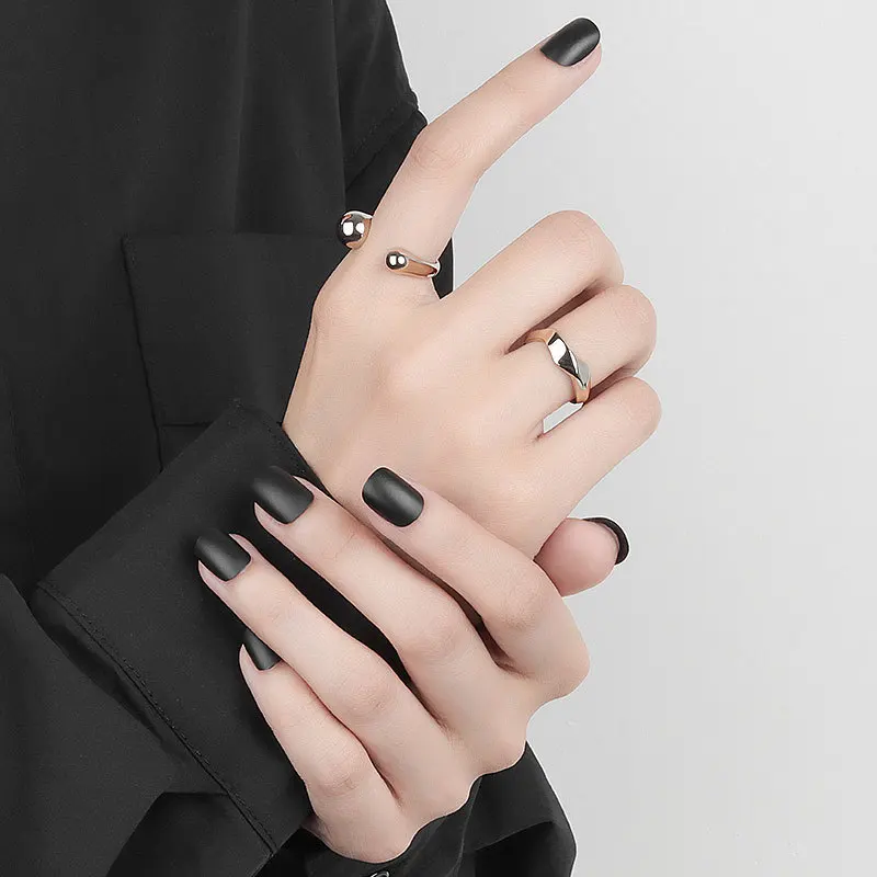 Finger Ring Silver Ring Adjustable Rings LIVVY Silver Color Simple Irregular Geometric Smooth Adjustable Rings for Women New Fashion Handmade Party Jewelry Gifts