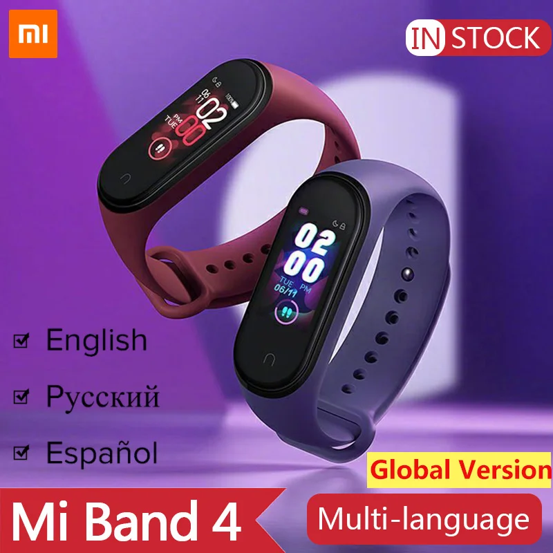 Оригинальные Смарт часы Xiaomi Mi Band 4 miband музыкальный цветной экран фитнес трекер