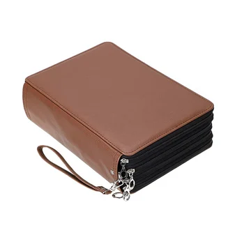 

200 Slots For Kids Colored Pencil Organizer School Storage Holder Save Space Students Portable PU Leather Stationery Home