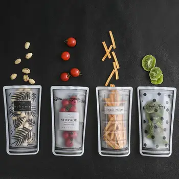 

4pcs Food Sealing Storage Bag Reusable Refrigerator Fresh Snack Storage Bag Fruit Meat Moisture-Proof Ziplock Kitchen Organizer