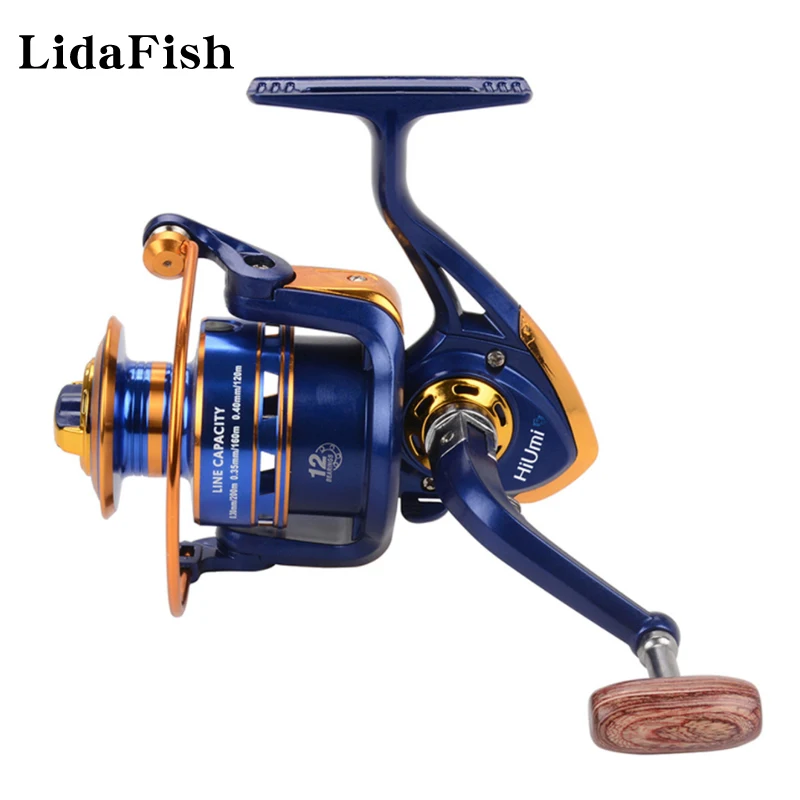 LIDAFISH Brand 5.2:1/4.9:1 Gear Ratio FH 1000-7000 Series Spinning Wheel  Wooden Handle Grip Metal Spool Carp Fishing Coil