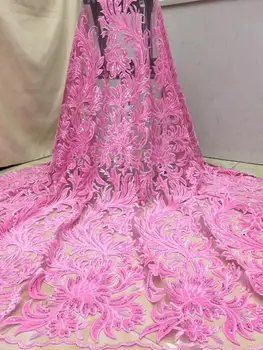 

Rose Gold High Quality latest African Lace 2019 Multi Color Fabric Flower French Velvet Lace Fabric With Sequin For Party Dress