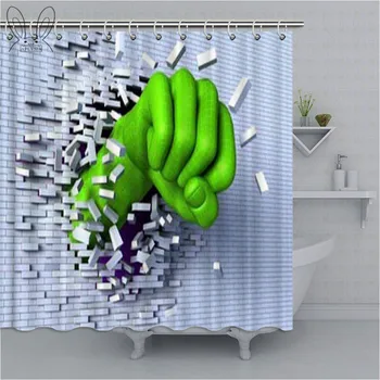 

Cool Fist Wall Bathroom Curtain 3D Comic Waterproof Polyester Fabric Bath Shower Curtain Home Decor Bathing Cover Shower Sets