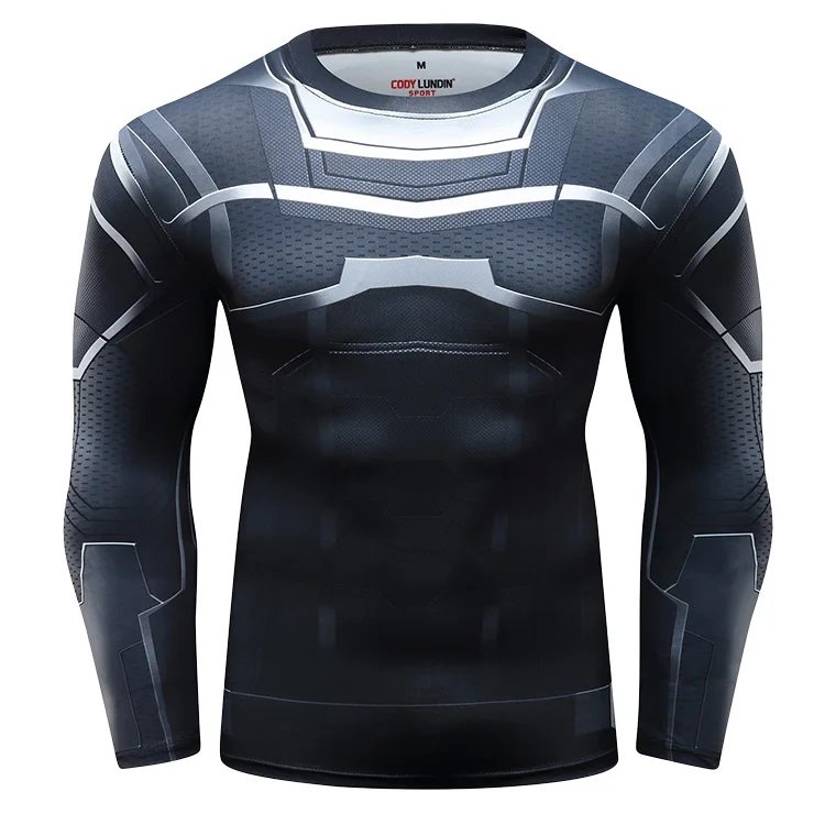 

Men Running Long Shirt Fashion Round Neck Tshirt Digital Sublimation Printed Rash Guard