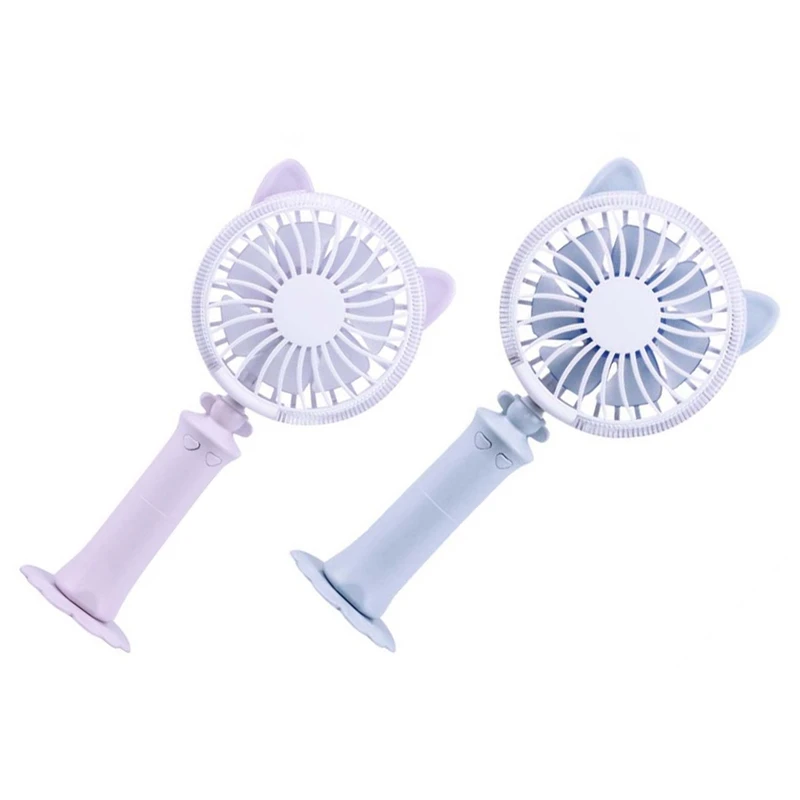 2Pcs Colorful Mini Usb Night Light Rechargeable Air Cooling Fan Desk Cat Shape Fan Travel Home Student Dormitory Portable Deskto