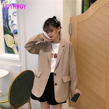 

2020 two-button thin section wild loose casual suit Single Breasted Regular Polyester Full Office Lady