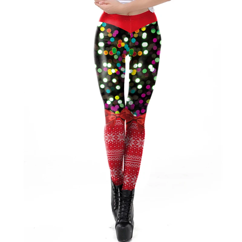 Для женщин леггинсы модные 3D цифровая печать леггинсы с рождественским рисунком смешные сексуальные Печатные Эластичный Рождество обтягивающие леггинсы - Цвет: SKDK096