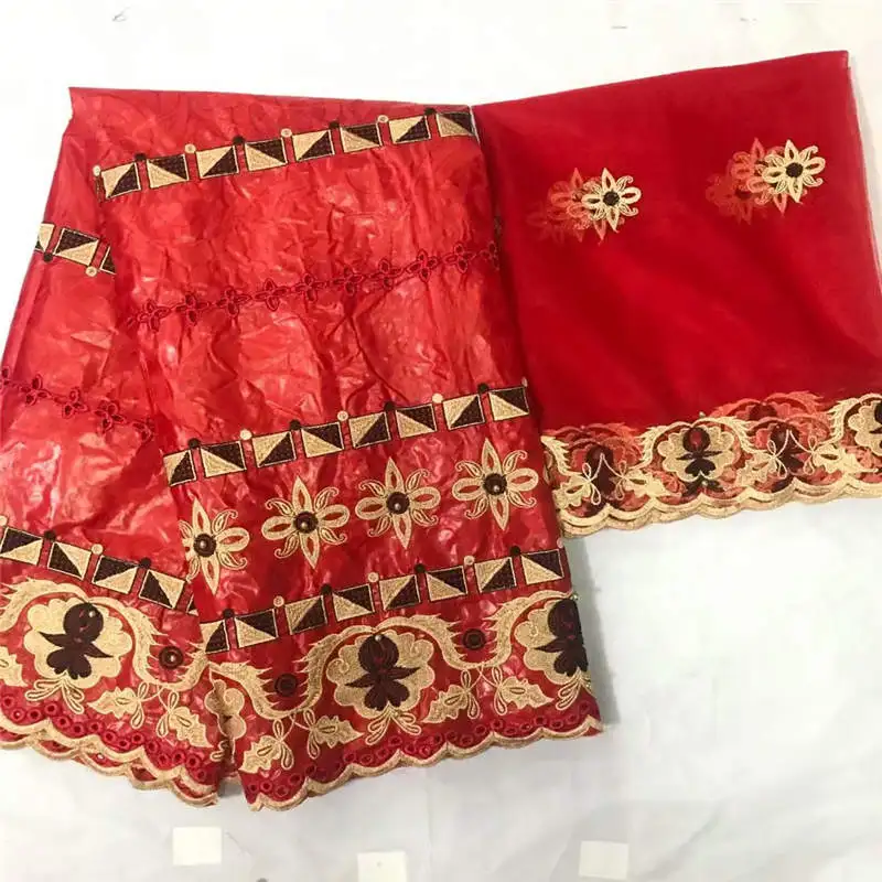 Лидер продаж Африканский Базен Riche ткань высокого качества вышитые полые Дизайн для свадебного платья 5+ 2 ярдов/комплект! WXF1217