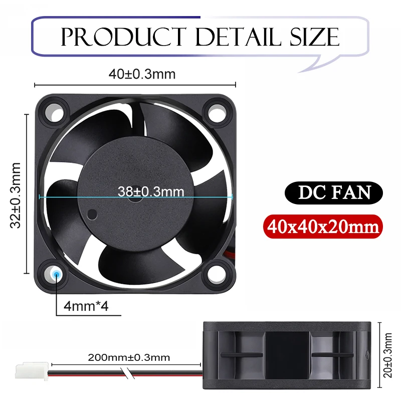 Gdstime-mini Case do Computador Ventilador de Refrigeração Manga de Rolamento de Esferas 2pin 4cm 40x40x20 mm 40 mm 24v 12v 5v 4020 4020 Peças 2 - Imagem 2