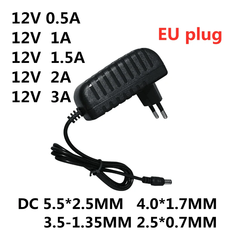 1PC AC 100-240V DC 12V 0.5A 1A 1.5A 2A 3A Converter Adapter Charger Power Supply for LED light strips EVD CCTV