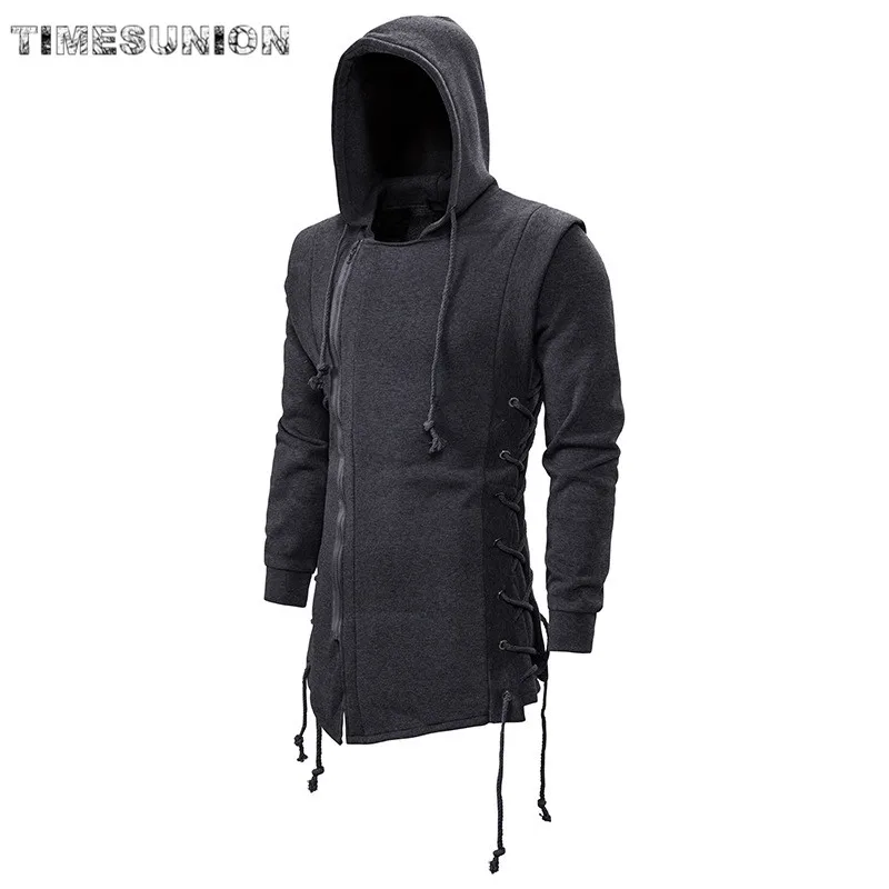 

Assassin Creed Hoodies Men 2020 Fashion Hooded Loose Coat Zipper Hoodies with Side Lashing Crossed Plus Size Sweatshirt Men