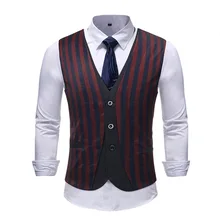 Весна и осень стиль макет Двухсекционный Повседневный большой размер однобортный полосатый принт мужской костюм жилет M12