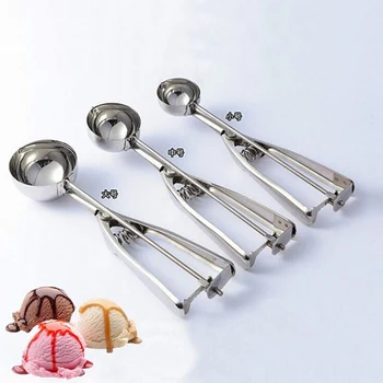 

3 Sizes Cm Ice Cream Spoon Useful Stainless Steel Ice Cream Scoop Watermelon Spoon Cookies Dough Disher Spoon Kitchen Supplies
