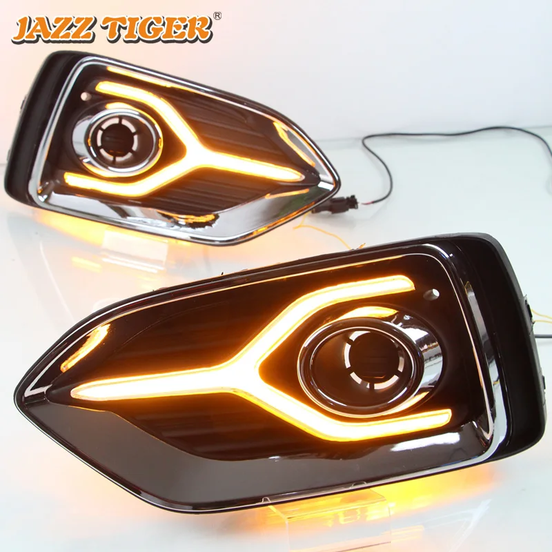  JAZZ TIGER 2PCS Yellow Turn Signal Function 12V Car DRL Lamp LED Daytime Running Light For Hyundai  - 32950842462