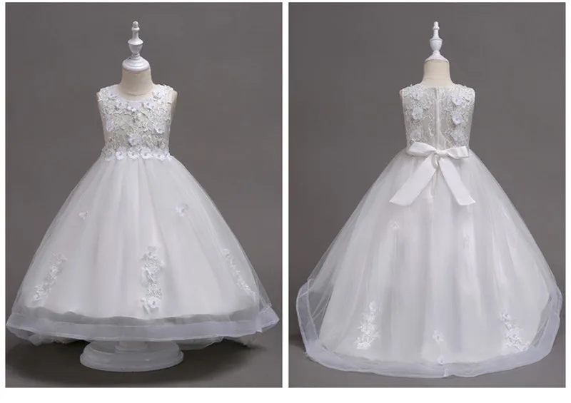 Кружевное детское платье с аппликацией для девочек; вечерние платья-пачки с цветочным принтом и бантом; платья принцессы для девочек; Vestido INS