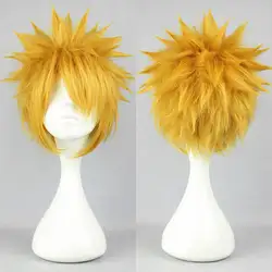 Uzumaki Наруто парики короткие золотые светлые флип-костюм для вечеринки парик