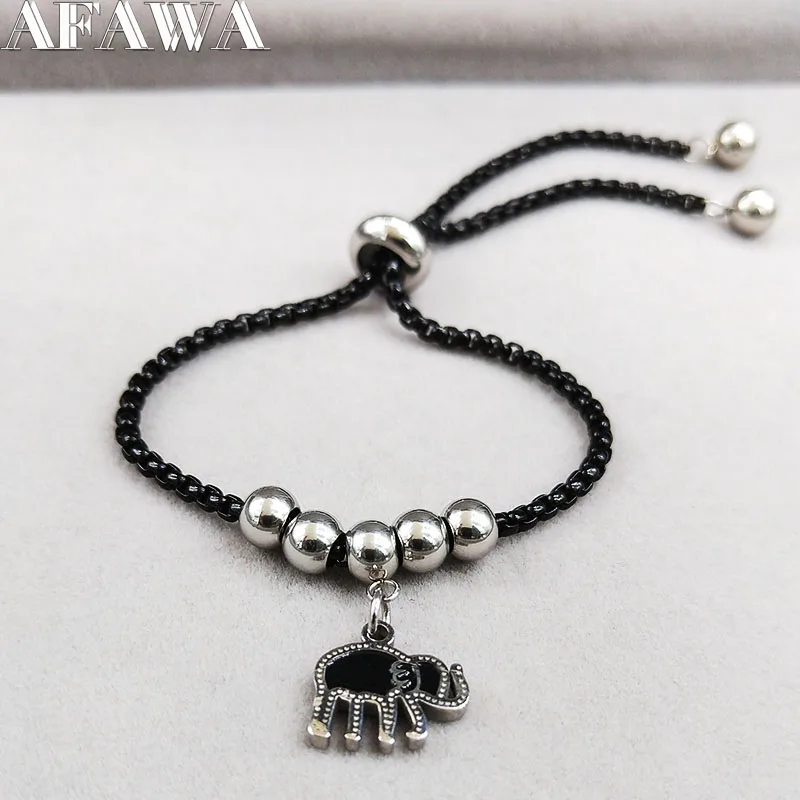 Модный браслет-цепочка из нержавеющей стали со слоном женский браслет черного цвета очаровательные ювелирные изделия pulseras mujer moda B18503