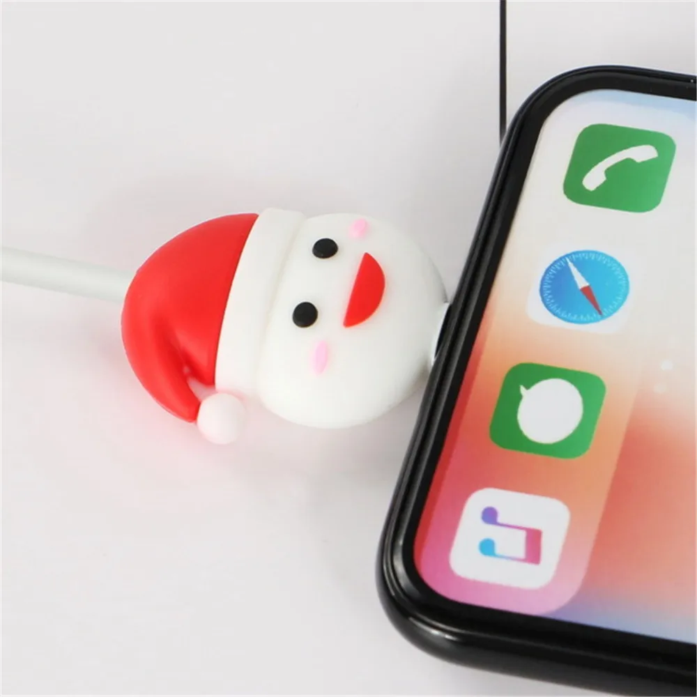 Защитный чехол для зарядного кабеля Mini Cartoon Merry Christmas Data line протектор USB кабель для передачи данных зарядный кабель защитный рукав - Цвет: C