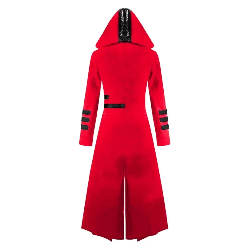 Reviews 2020 Trench Coat Men Retro Long Coat Men Steampunk Gothic Wind Cloak Coat Windbreaker Fashion Plain Cap Cardigan Coats