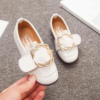 

Children Kids Girls White Pink England Buckle Leather Shoes For Kids Party Wedding Single Shoes New 13 4 5 6 8 9 10 12 Years old