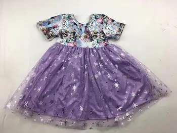 

Fancy forzen baby girl short sleeve twirl dress boutique children's clothing