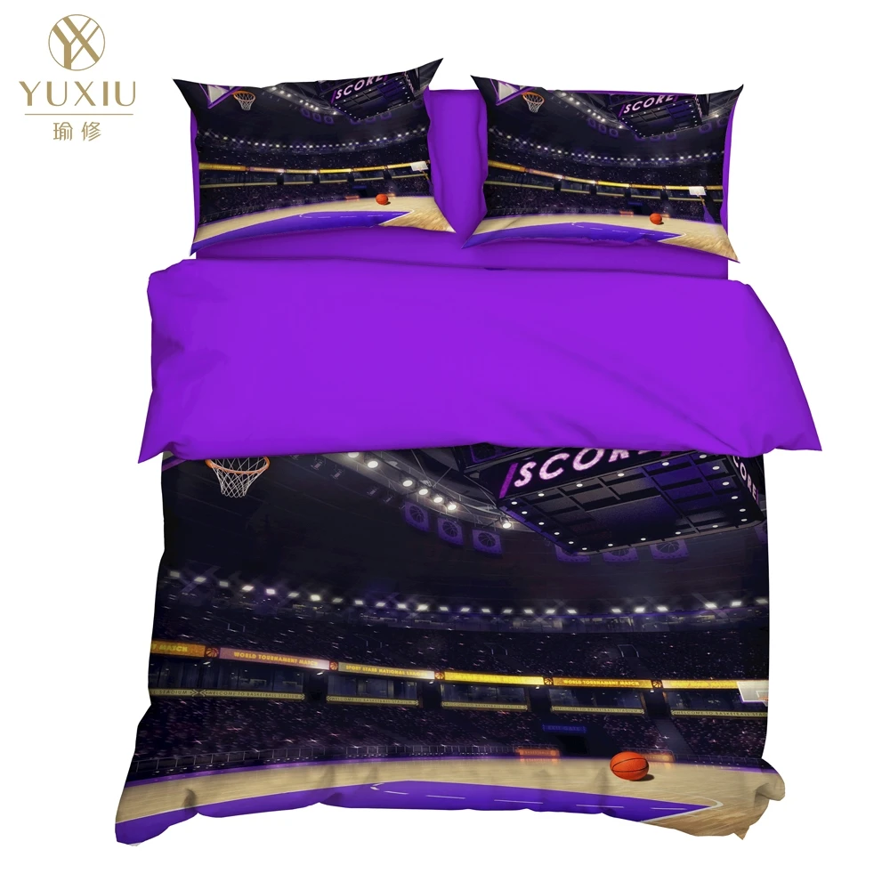 

YuXiu 3D Basketball Football Field Bedding Sets 3Pcs Duvet Cover Set Bed Linens Covers Pillowcase King Queen Full Home Texitle