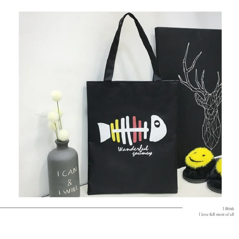 

New Canvas Bag Reusable Shopping Bag Large Folding Tote Eco Foldable Cotton Bags Canvas Handbag Cartoon Shopping Bag