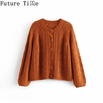 

Future Time Hollow Out Knitted Sweater Women Winter Lady Sweater Long Sleeve High Waist Female Outwear Jumper Woolen Girl GX555