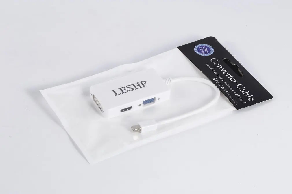 LESHP белый 1080P 3 в 1 дисплейный порт MiniDP типа кабель переходник DisplayPort (папа) HDMI
