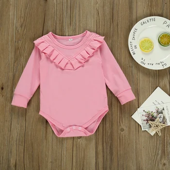 

6-12 Months Cute Romper Autumn Infant Baby Girls Boys Long Sleeve Solid Print Rompers Kids Bodysuit Jumpsuit Outfits