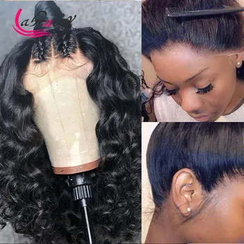 

13x6 HD Transparent Lace Front Wig Boday Wave Glueless 1B Glueless Lace Frontal Human Hair Wigs Pre Plucked Bleached Knots Bob