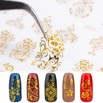 

Silver Gold 3D Nail Sticker Beauty Flower Nail Art Decorations Manicure Tool Nails Decal DIY Tips Water Transfer Nail Sliders