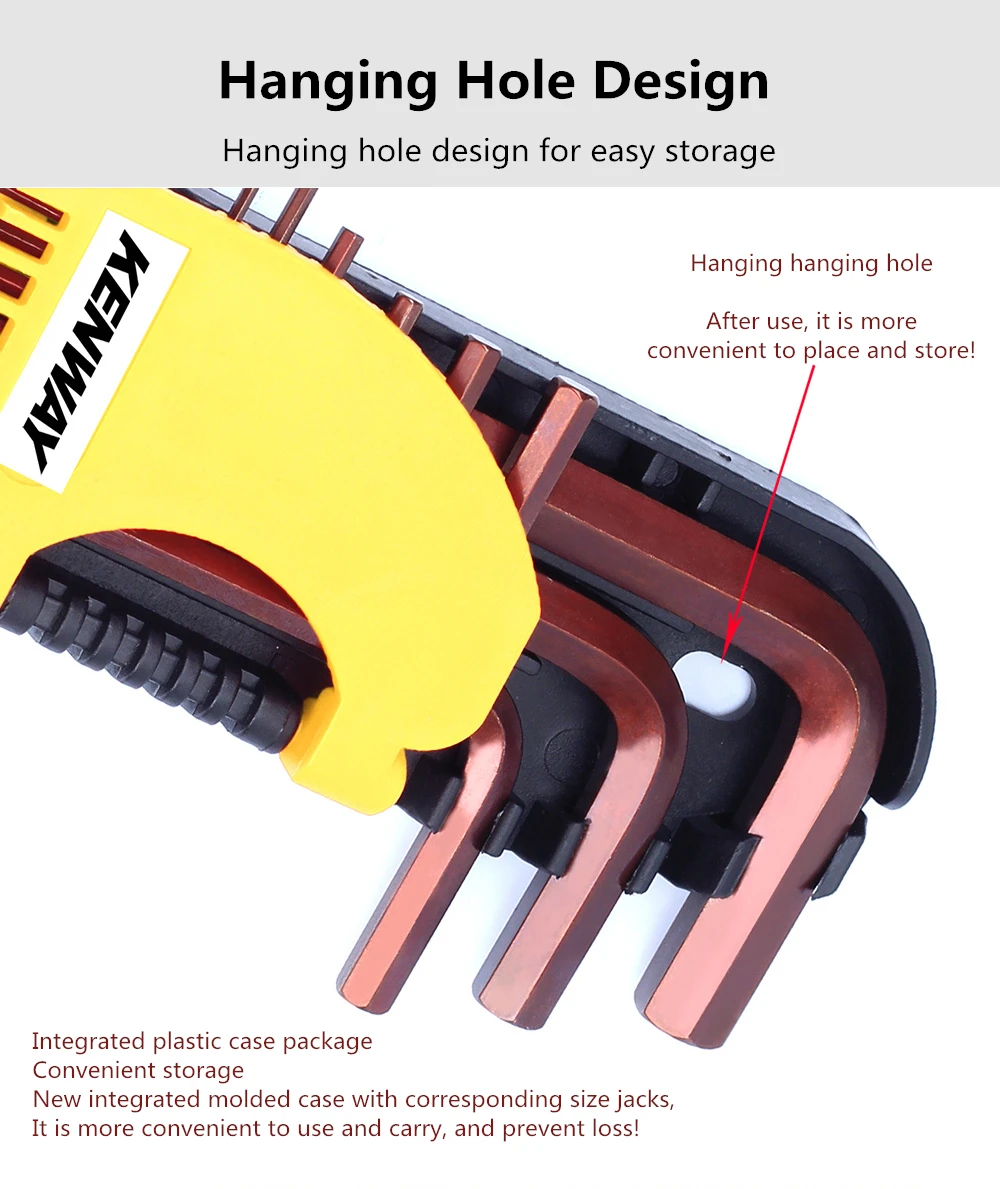 RISK One Set(9PCS) Mountain Road Bike Bicycle Hex Allen Key Wrench Set Ball Point End Long Arm Repair Tool