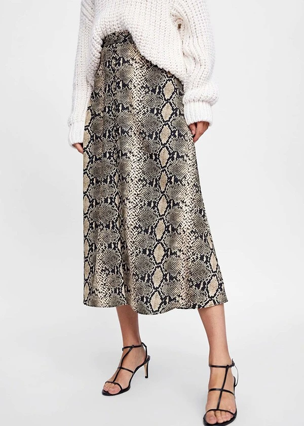 Faldas largas elegantes con estampado de serpiente para mujer, faldas largas informales a la moda, venta por mayor, Europa y Estados Unidos, Otoño, 2018|Faldas| - AliExpress