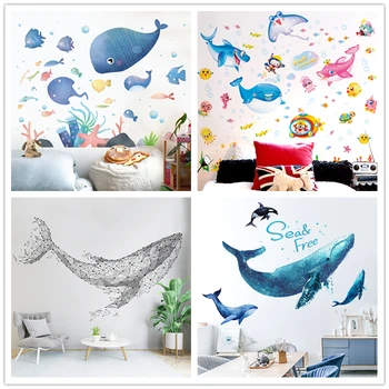 

Cartoon Fish Wall Stickers DIY Ocean Animal Wall Decals for Kids Rooms Baby Bedroom Nursery Home Decoration