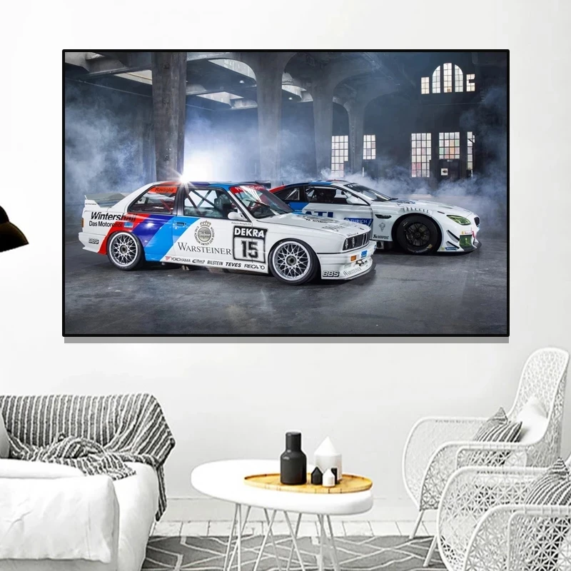 Modern BMW car posters and prints supercar M6 E30 racing canvas mural decorating the living room bedroom | Дом и сад