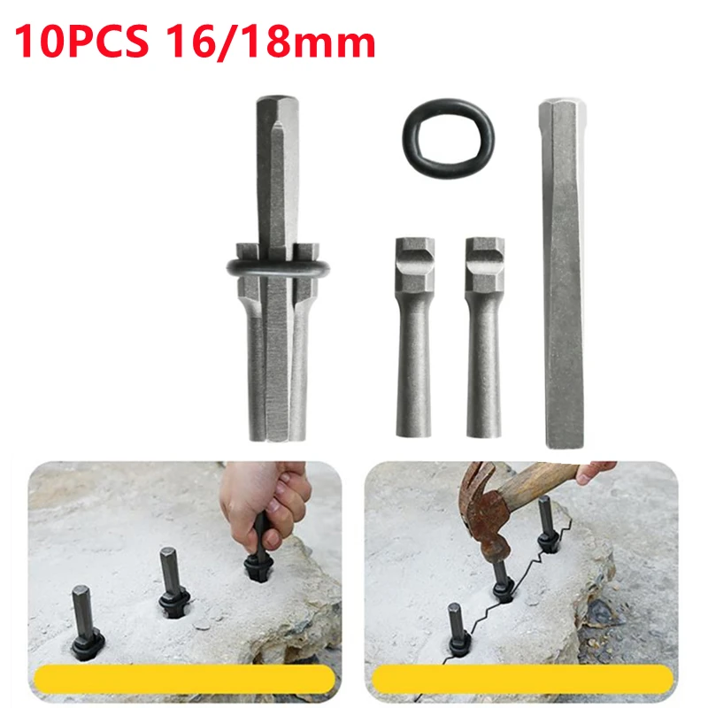 10 Pz/Set 16/18Mm Strumento Di Spaccatura Della Pietra Strumento Di Cava Scalpello Pietra Splitter Cunei Ferro Pietra Apri Marmo Strumenti Di Separazi