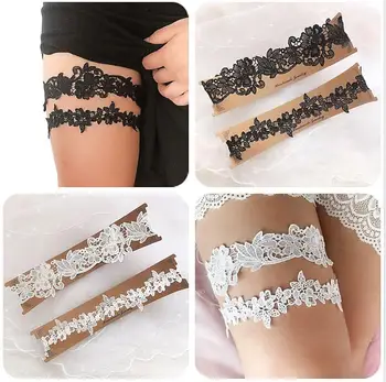 

2pcs/Set Wedding Garters Lace Embroidery Floral Sexy Garters for Women/Bride Thigh Ring Bridal Leg Garter Bow Suspender Harness