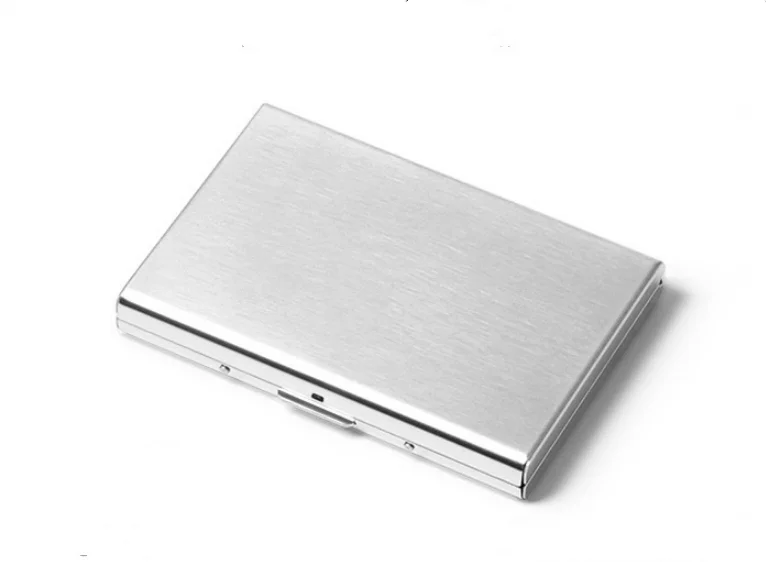 silver Титановый держатель для карт из нержавеющей стали, RFID, коробка для кредитных карт, Черное золото, серебро, коробка для банковских карт, металлическая карта, посылка, id держатель для карт - Цвет: silver