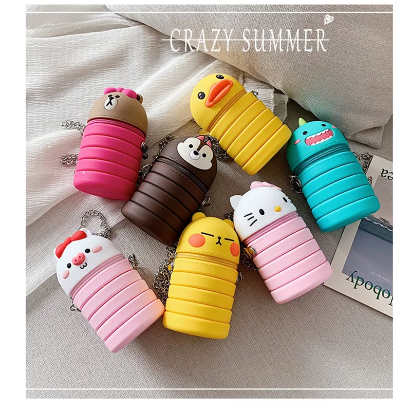 

Women New Style Shoulder Bags Cute Cartoon Girls Mini Handbag Children Kids Gift Silica Gel Pencil Case Fashion Zipper Crossbody