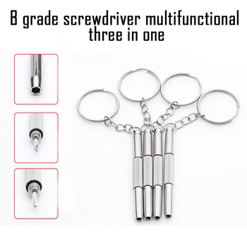 

3 in1 Eyeglass Screwdriver Mini Hand Tools Cellphone Sunglass Watch Repair Screwdriver Tool Kit with Keychain New