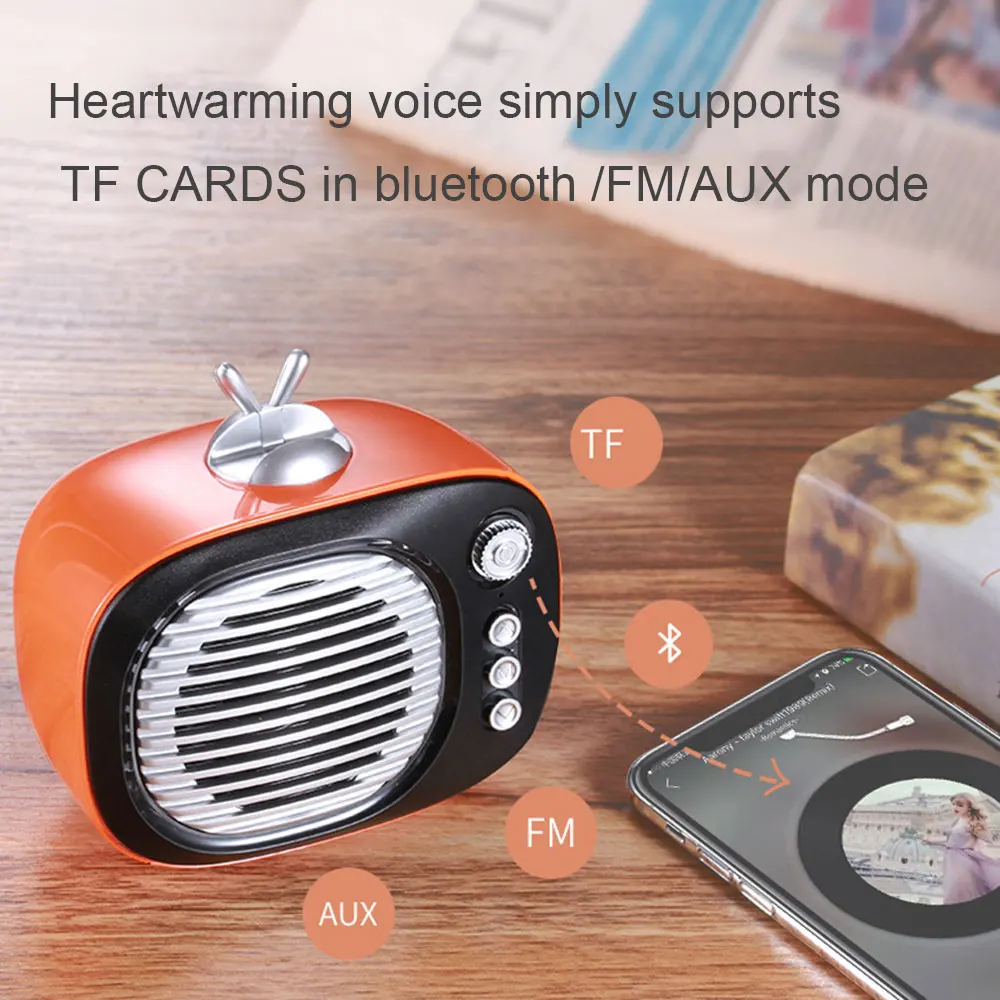 X7 Bluetooth динамик Портативный Ретро ТВ Bluetooth динамик подарок на заказ Ретро ТВ Bluetooth динамик Поддержка TF карты FM/AUX динамик
