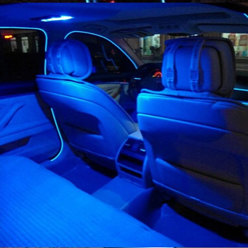 2 м Универсальный Автомобильный внутренний фонарь светодиодный, декоративный, атмосферный синий провод