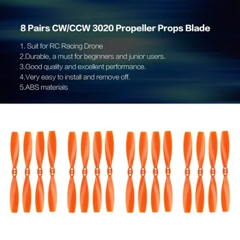 

8 Pairs CW/CCW 3020 Propeller Props for RC Racing Drone Quadcopter Aircraft UAV Spare Parts Accessories Component