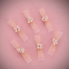 Корейский стиль жемчужный бант Свадебная заколка для волос кристалл головной убор белое свадебное платье аксессуары невесты ручной работы головной убор