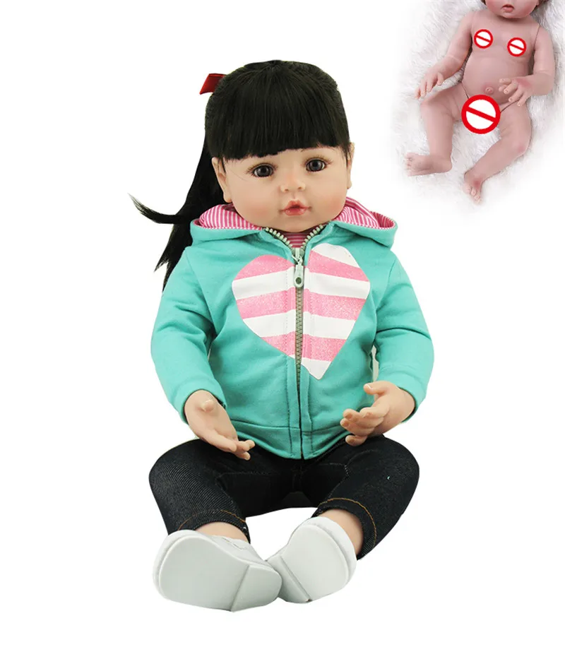 NPK Лидер продаж 48 см Полный тела силиконовые reborn малыша куклы реалистичные мягкие touch bebe кукла Водонепроницаемая игрушка для ванной - Цвет: Heart girl