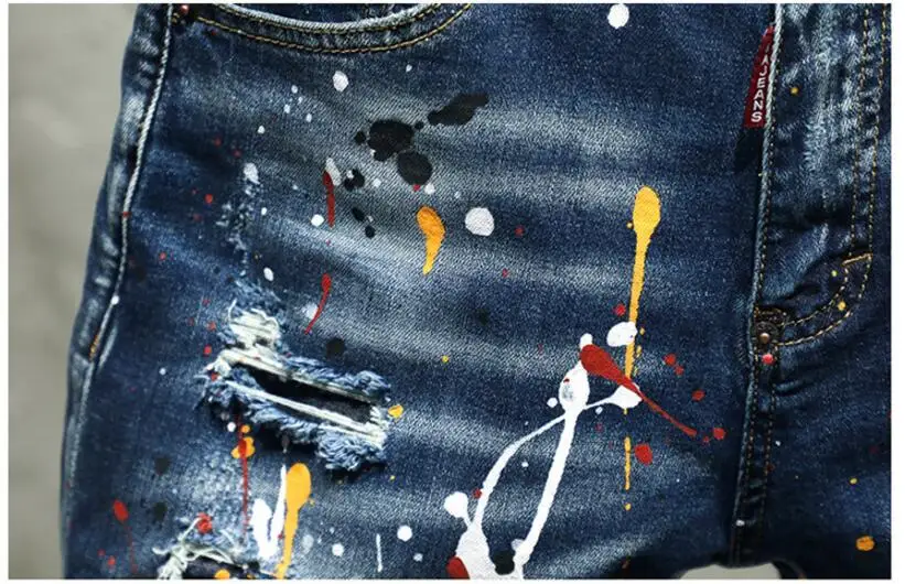 shorts pintura casual streetwear jeasn shorts de