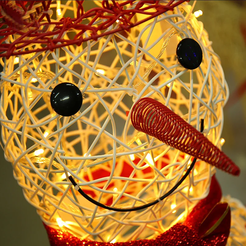 Рождественские украшения с изображением снеговика Рождественская светящаяся ротанг плетение украшения украшение на окно, искусственный цветок украшения Санта Клаус Снеговик